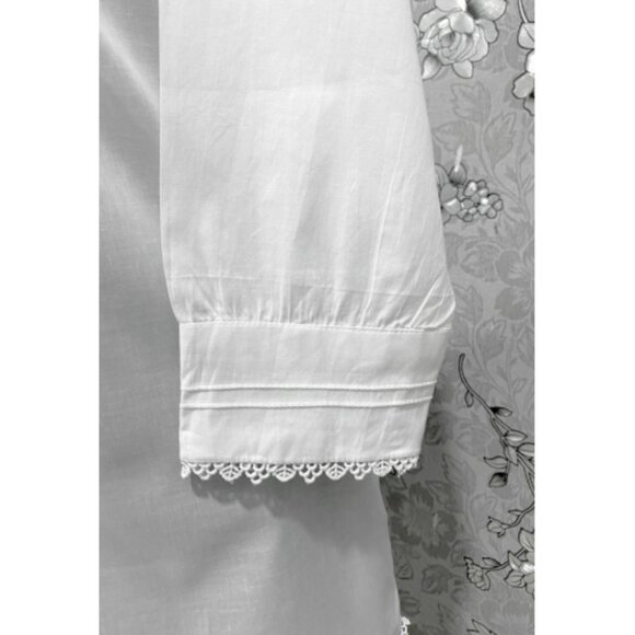 SoieRose SR-1212 Victorian Cotton Nightgown – Long Sleeve Front-Button Elegance - Picture 6 of 9